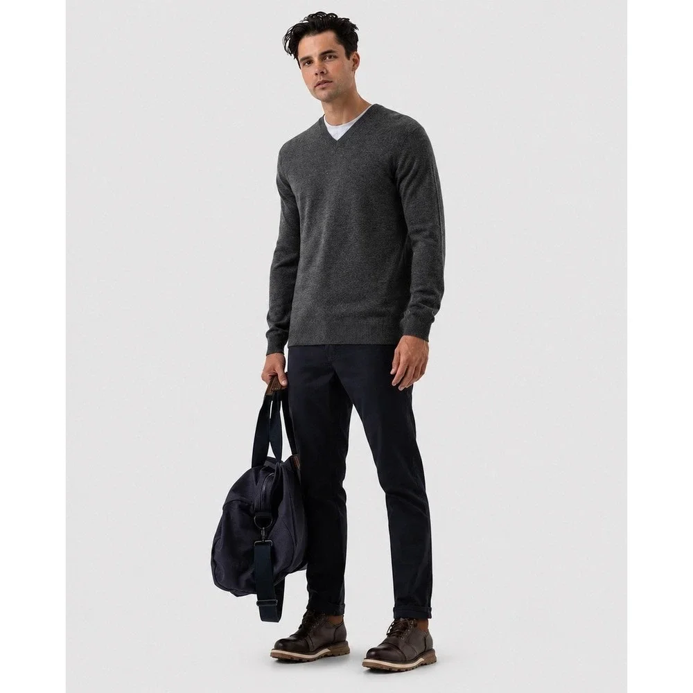 Rodd & Gunn Inchbonnie Cashmere Merino Wool V Neck Sweater Gray Men M $178